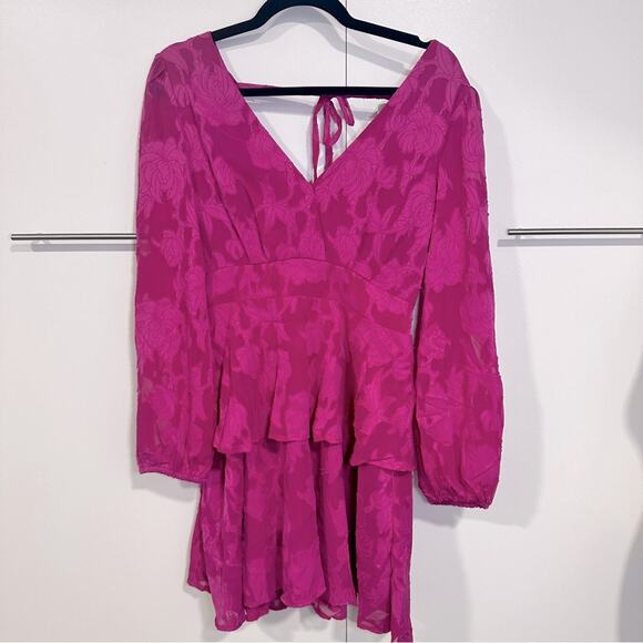 Band of the Free Size S Pink Kiss Me Peplum Tiered Mini Dress Date Night Resort - Picture 3 of 13